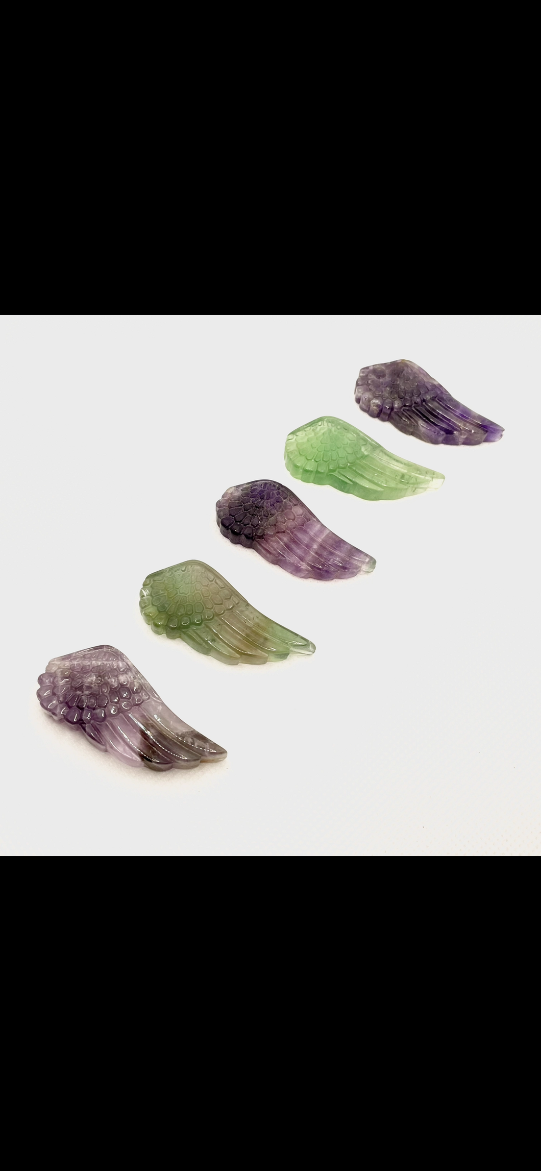 Fluorite-Natural Rainbow Carved Angel Wing 1pc