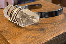 Load image into Gallery viewer, Quartz Wire Wrapped Cuff Bracelet -Titanium
